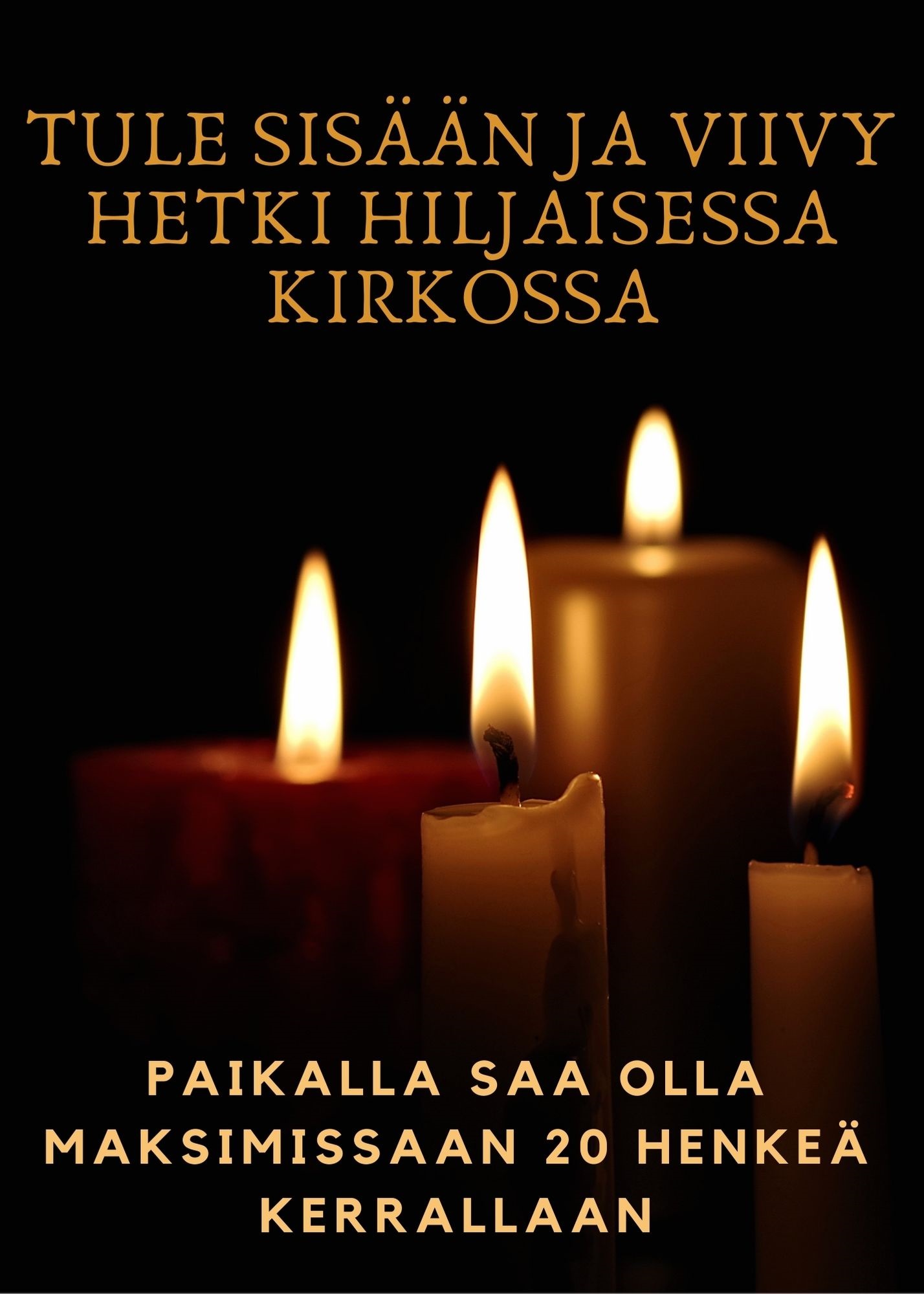 Neljä kynttilää palamassa.
