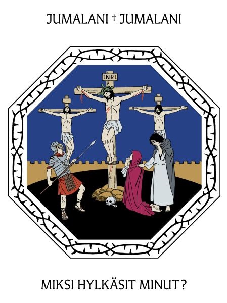 Pitkäperjantain sanajumalanpalvelus Jeesus ristillä pitkäperjantaina